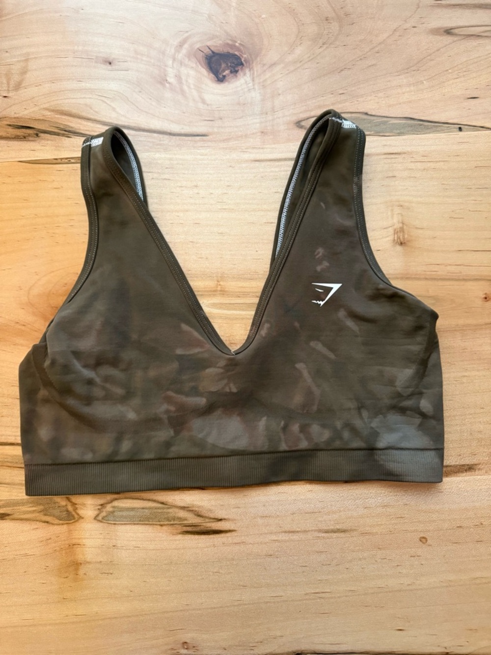 Gymshark Brown Green Seamless V-Neck Sports Bra